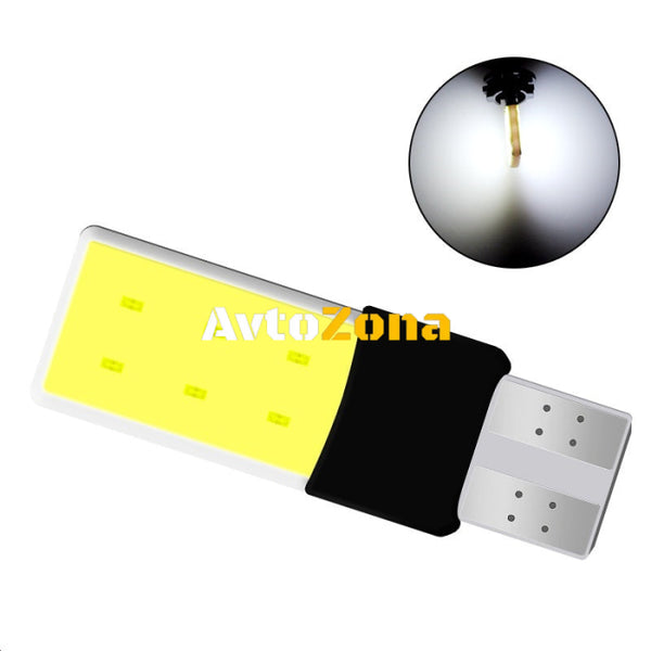 LED Лед Диодни Крушки За Габарит Силикон COB Т10 W5W 300lm 12V Бели - Avtozona