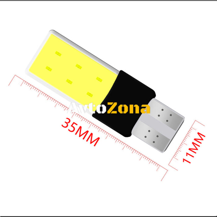 LED Лед Диодни Крушки За Габарит Силикон COB Т10 W5W 300lm 12V Бели - Avtozona