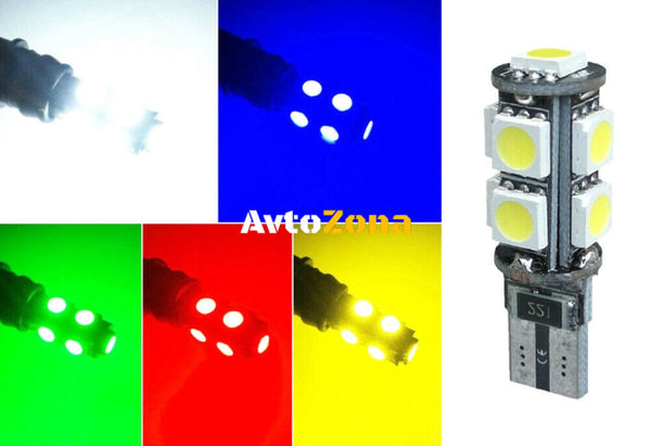 LED Лед Диодни Крушки За Габарит Т10-5050 W5W 9 SMD 12V 5 Цвята Светлина - Avtozona