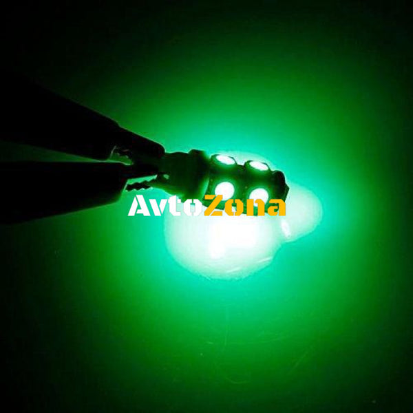 LED Лед Диодни Крушки За Габарит Т10-5050 W5W 9 SMD 12V Зелена - Avtozona