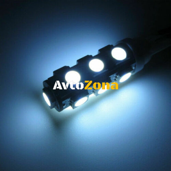 LED Лед Диодни Крушки За Габарит Т10 W5W 13 SMD 12V Бяла Canbus - Error free Без грешки - Avtozona