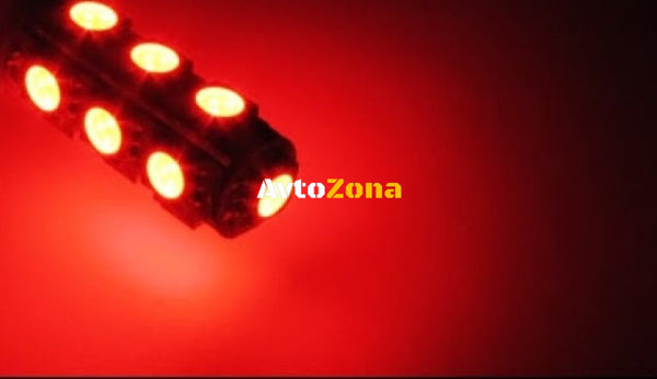 LED Лед Диодни Крушки За Габарит Т10 W5W 13 SMD 12V Червена Canbus - Error free Без грешки - Avtozona