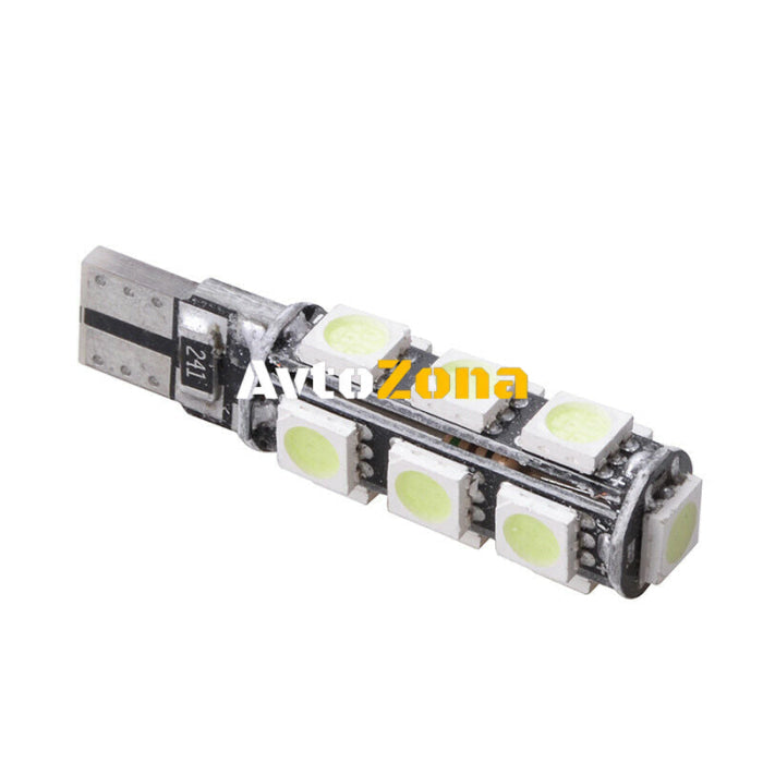 LED Лед Диодни Крушки За Габарит Т10 W5W 13 SMD 12V Синя Canbus - Error free Без грешки - Avtozona