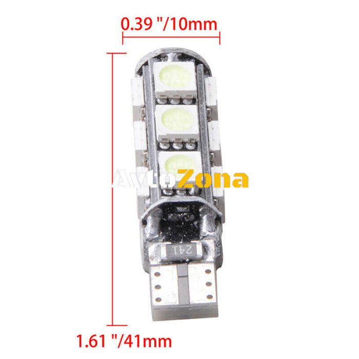 LED Лед Диодни Крушки За Габарит Т10 W5W 13 SMD 12V Зелена Canbus - Error free Без грешки - Avtozona