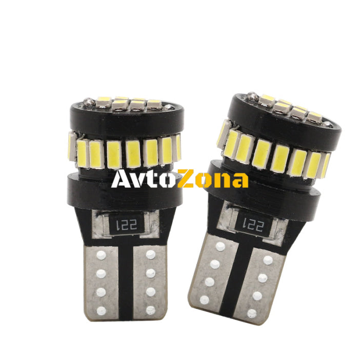 LED Лед Диодни Крушки За Габарит Т10 W5W 24 SMD 12V Бяла Светлина Canbus - Error free Без грешки - Avtozona