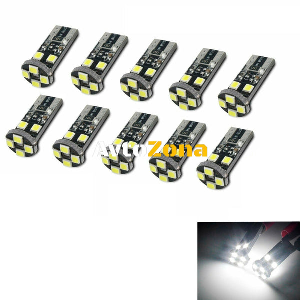 LED Лед Диодни Крушки За Габарит Т10 W5W 8 SMD 12V Canbus - Error free Без грешки - Avtozona