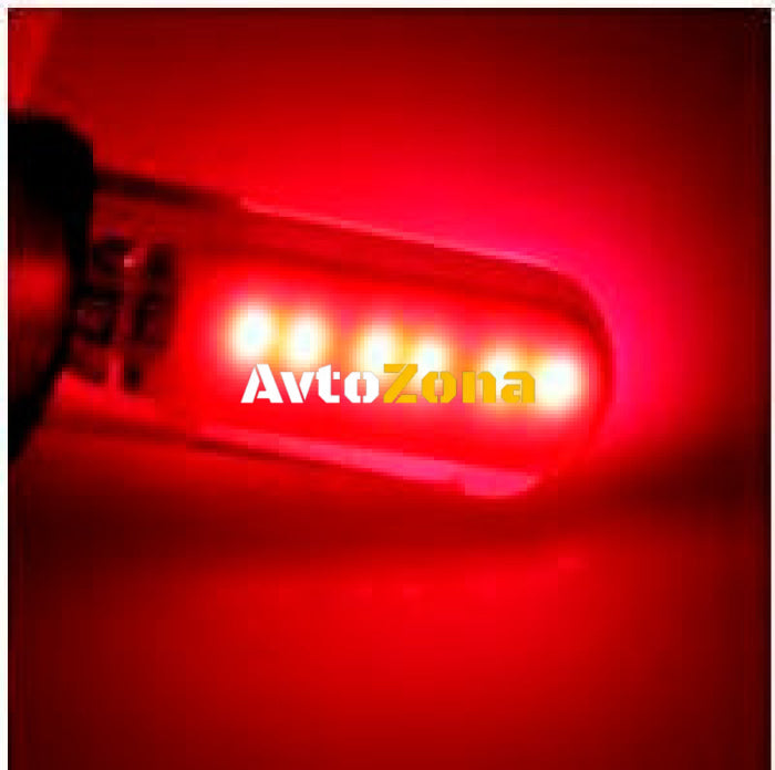 LED Лед Диодни Крушки За Габарит Т10 W5W COB 12-Core 12V Червена Canbus - Error free Без грешки - Avtozona