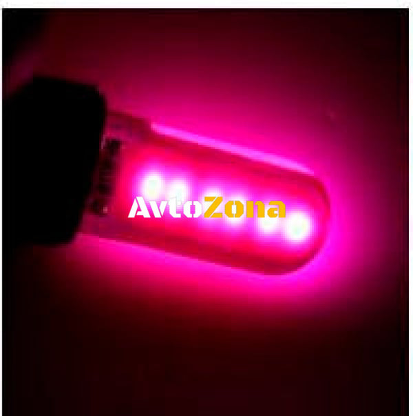 LED Лед Диодни Крушки За Габарит Т10 W5W COB 12-Core 12V Лилава Canbus - Error free Без грешки - Avtozona