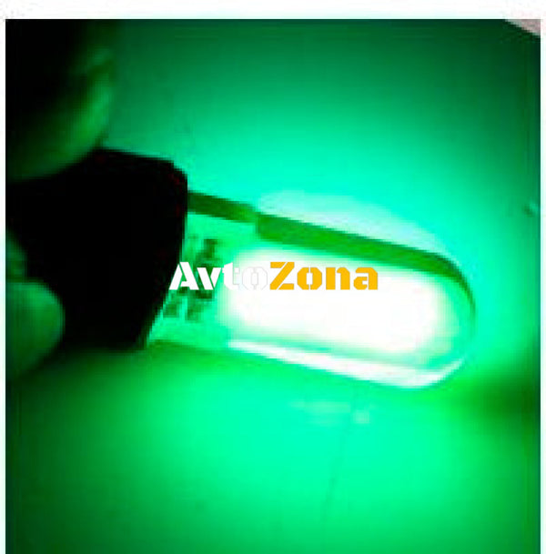 LED Лед Диодни Крушки За Габарит Т10 W5W COB 12-Core 12V Зелена Canbus - Error free Без грешки - Avtozona