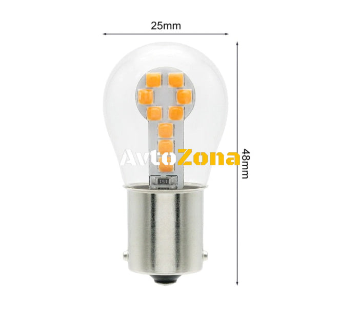 LED Лед Крушки 18 SMD BA15S 1156 (P21W) BAU15S 1156 (PY21W) 12V - 24V Бяла Оранжева Червена Синя Светлина - Avtozona