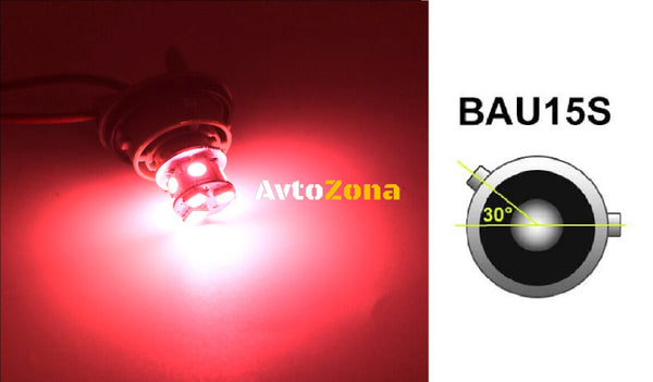 LED Лед Крушки 22 SMD BA15S 1156 (P21W) Асиметрични Разминати пинове (150°) Offset 12V Червена Светлина - Avtozona
