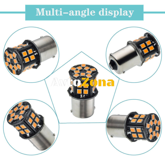 LED Лед Крушки 30 SMD BA15S 1156 (P21W) BAU15S 1156 (PY21W) 12V - 24V Бяла Оранжева Червена Синя Светлина Canbus - Avtozona