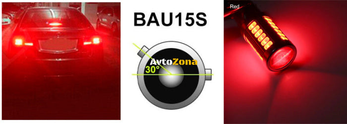 LED Лед Крушки 33 SMD С Лупа BAU15S 1156 (PY21W) 12V Червена Светлина - Avtozona