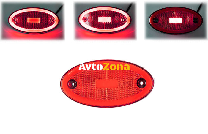 LED Светодиоден Габарит 116mm x 60mm Червен Неон Ефект Три Функции,12V-24V - Avtozona