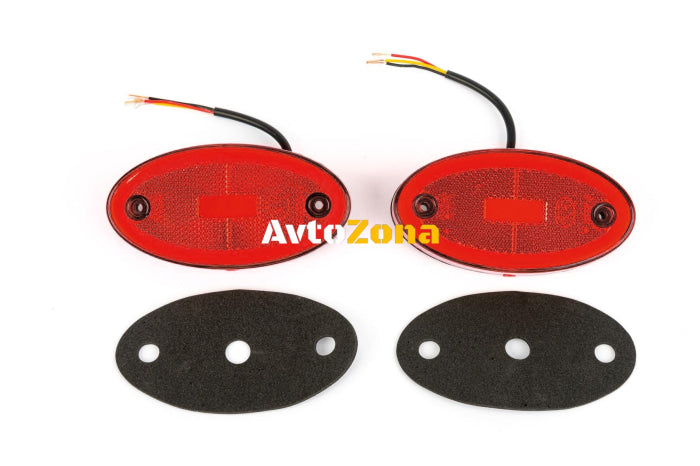 LED Светодиоден Габарит 116mm x 60mm Червен Неон Ефект Три Функции,12V-24V - Avtozona