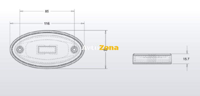 LED Светодиоден Габарит 116mm x 60mm Оранжев Жълт Неон Ефект Три Функции,12V-24V - Avtozona