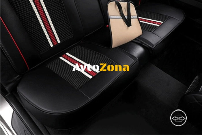 Луксозни калъфи за седалки Комплект Черна Кожена универсална тапицерия - Avtozona