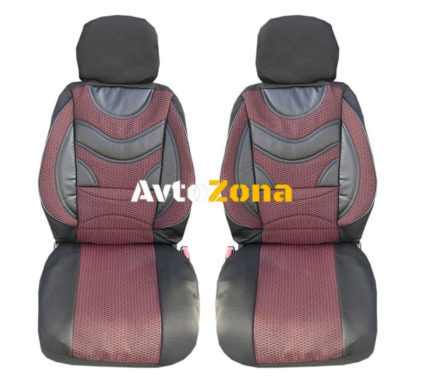 Луксзони калъфи тапицерия за седалки тип масажор с лумбална опора Premium 1 - червено-черни - Avtozona
