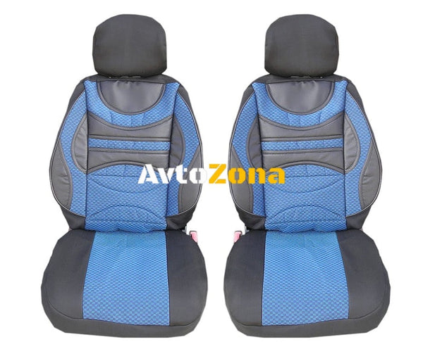 Луксзони калъфи тапицерия за седалки тип масажор с лумбална опора Premium 1 - сини-черни - Avtozona