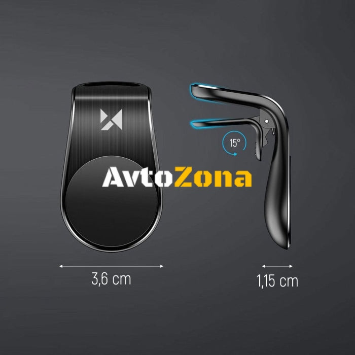 Магнитен държач за телефон Wozinsky за вентилационната решетка Черен - Avtozona