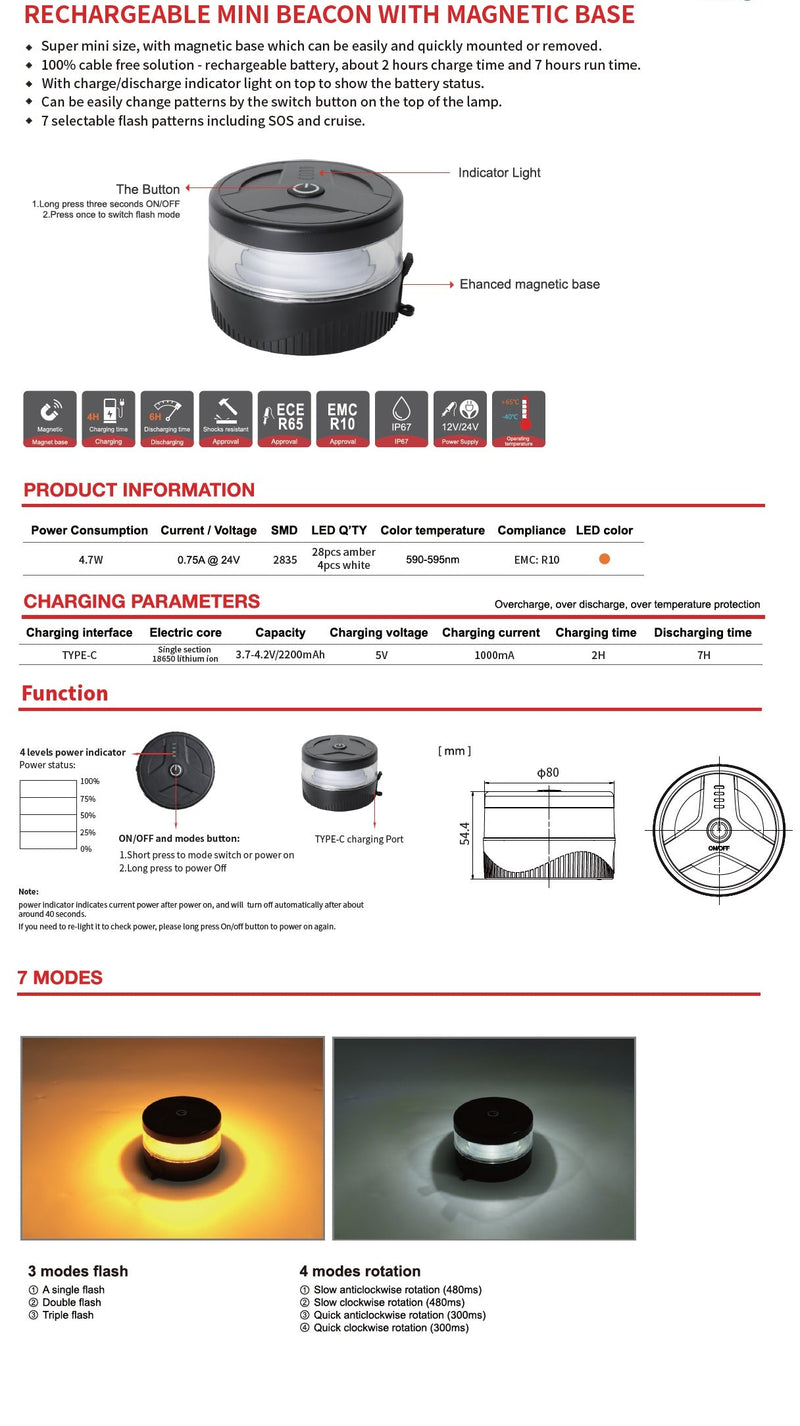 Мини Wireless Безжична LED Лед Аварийна Сигнална Лампа Блиц тип Буркан