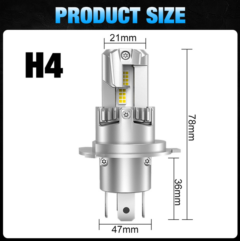 Комплект LED крушки E4P H4 50W 15000lm – Мини дизайн за автомобили, мотоциклети и камиони