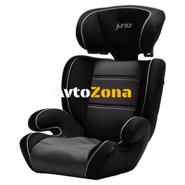 Детско столче за кола Junior - Basic - черен цвят с бели кантове - Avtozona