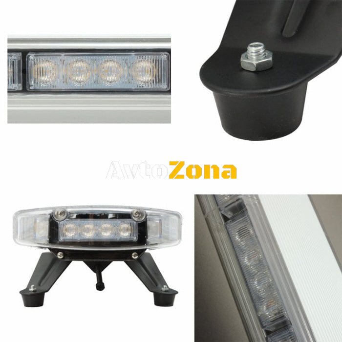 Мощна аварийна сигнална лампа 98 см 72 LED ЛЕД блиц маяк буркан лед бар 12-24V със 15
