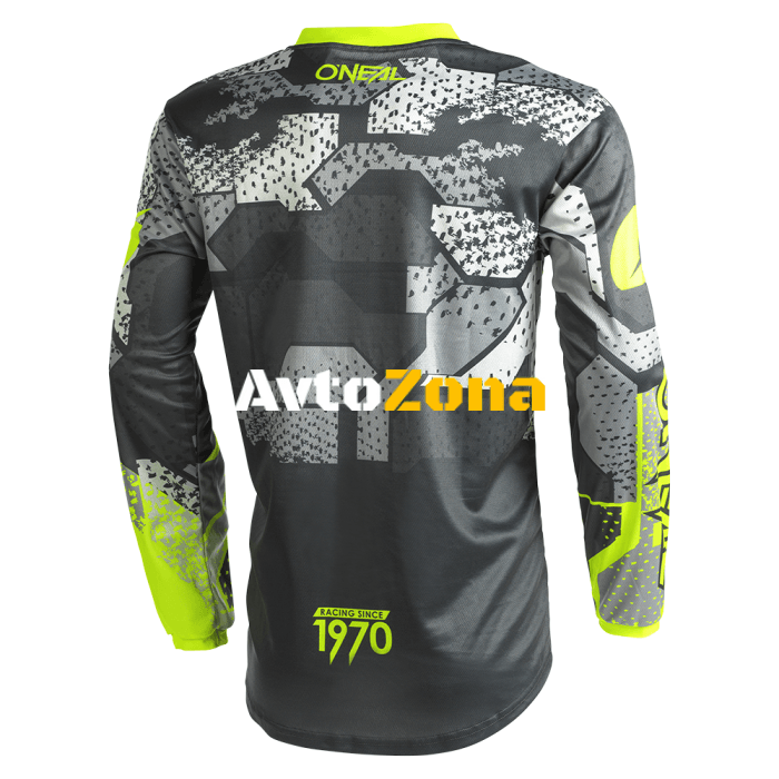 Мотокрос блуза O`NEAL ELEMENT CAMO V.22 GRAY/NEON YELLOW - Avtozona