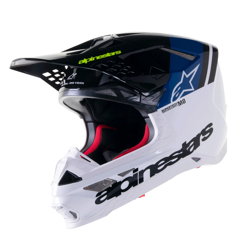 Мотокрос каска ALPINESTARS SM8 RADIUM 2 BLACK/BLUE/WHITE - Avtozona