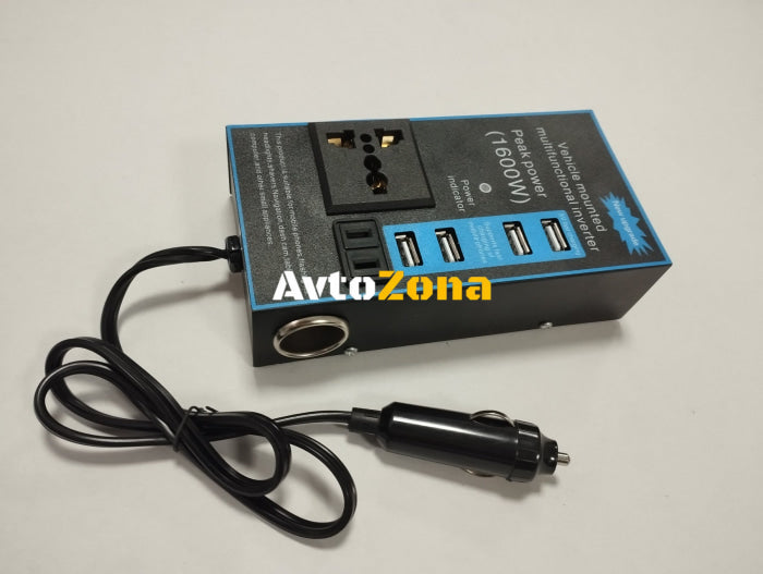Мултифункционален Инвертор преобразувател на напрежение от 12V на 220V - 1600W - Avtozona