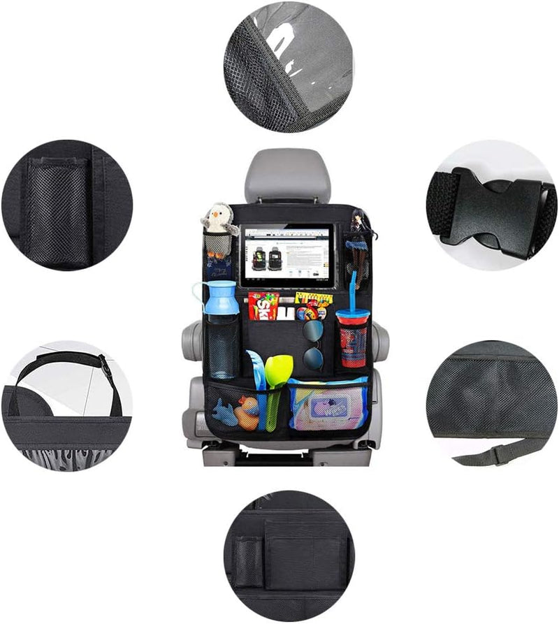 Мултифункционален органайзер за задната част на предна седалка на автомобил Черен с 10 джоба - Avtozona