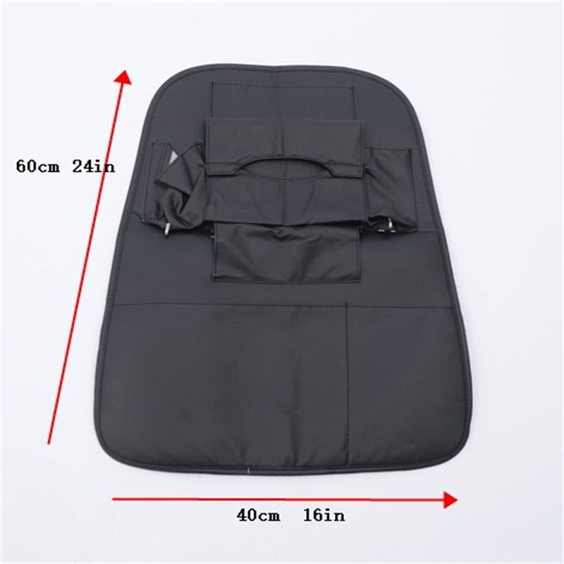 Мултифункционален органайзер за задната част на предна седалка на автомобил със 7 джоба от черна еко кожа - Avtozona