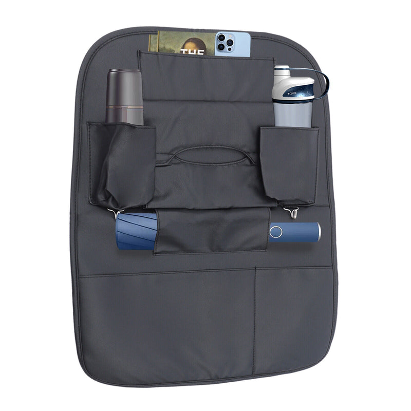 Мултифункционален органайзер за задната част на предна седалка на автомобил със 7 джоба от черна еко кожа - Avtozona