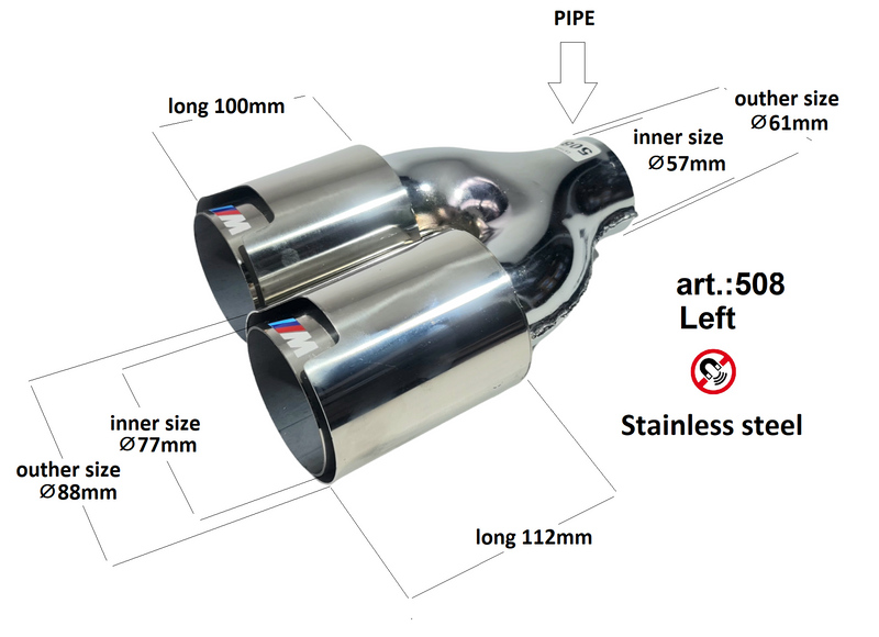 Накрайници за BMW 3 Series E46 E90 E92 E93 F30 F31 - M Power - Avtozona