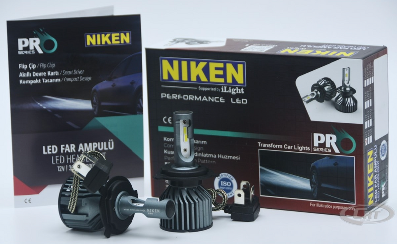 Диодни крушки Niken H4 PRO – 8000lm, 30W, 6500K, комплект от 2 броя