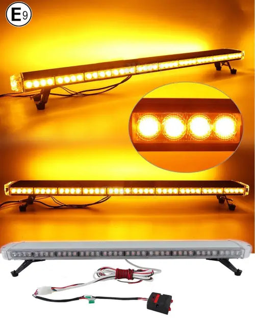 120 см 88 LED ЛЕД 88W мощна аварийна диодна сигнална лампа блиц 12-24V 15 режима на работа жълта оранжева светлина E-Mark Е9 за пътна помощ