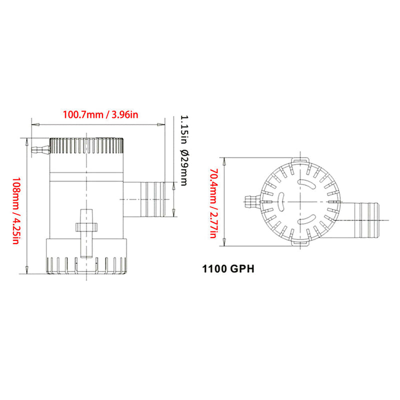 Отводнителна потопяема водна помпа – 12V 1100GPH - Avtozona