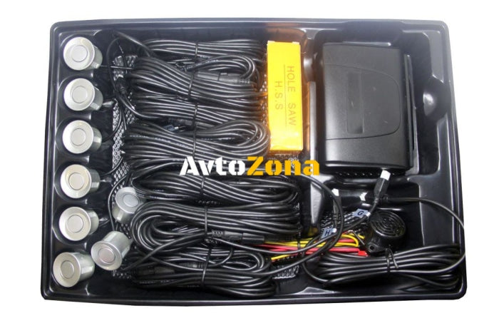 Парктроник с 8 сензора и звукова сигнализация - сребристи датчици - Avtozona