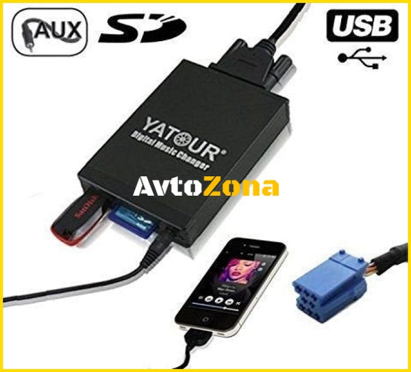 USB / MP3 audio interface с Bluetooth* за RENAULT CLIO MEGANE LAGUNA ESPACE TWINGO SCENIC KANGOO - с 8 пинов порт - Avtozona