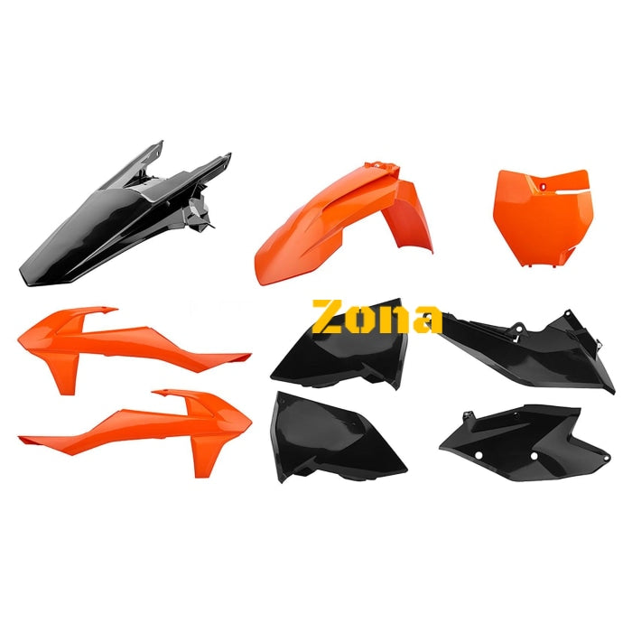 Пластмасов MX Replica кит POLISPORT за KTM SX/ SX-F/ XC/ XC-F - 2019-21 Orange/Black - Avtozona