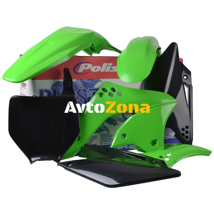 Пластмасов MX кит Polisport за Kawasaki KX250-2006-08 Green/Black OEM Color - Avtozona