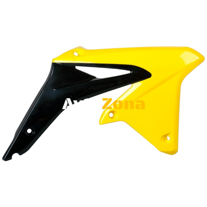 Пластмасови капаци за радиатор Polisport Suzuki RMZ450 (09/16) - 2008-17 Black/Yellow OEM Color - Avtozona