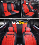 Пълен Комплект Универсална Тапицерия Калъфи За Автомобилни Седалки Лукс Еко Кожа Червено и Черно - Avtozona