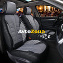 Пълен Комплект Универсална Тапицерия Калъфи За Автомобилни Седалки Лукс Еко Кожа и Текстил Сиво и Черно - Avtozona