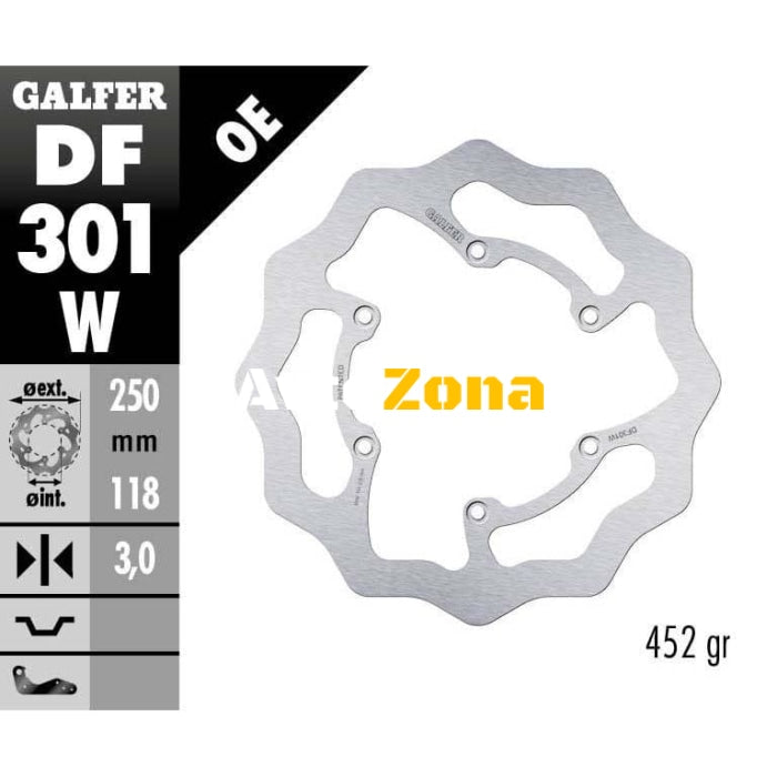 Преден спирачен диск Galfer WAVE FIXED 250x3mm DF301W - Avtozona