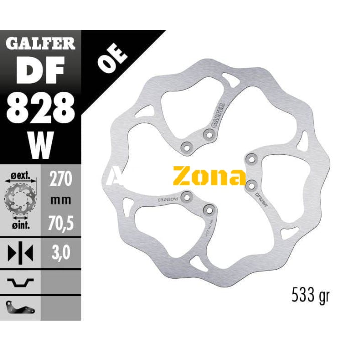 Преден спирачен диск Galfer WAVE FIXED 270x3mm DF828W - Avtozona