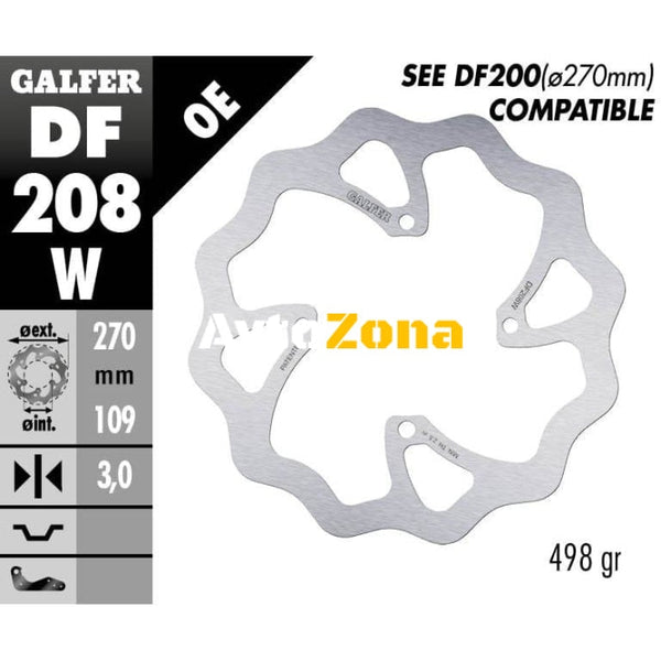 Преден спирачен диск Galfer WAVE FIXED OVERSIZE 270x3mm DF208W - Avtozona