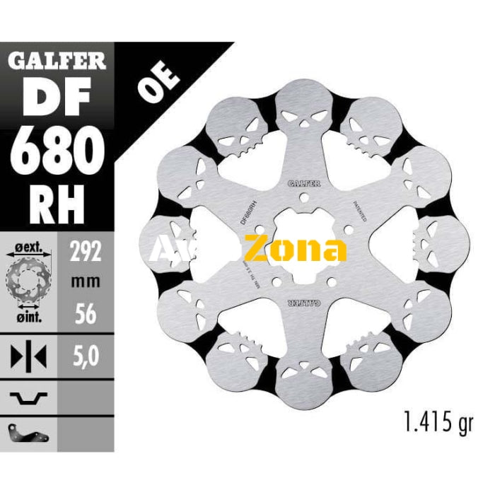Преден спирачен диск Galfer WAVE SKULL DESIGN FIXED 292x5mm DF680RH - Avtozona