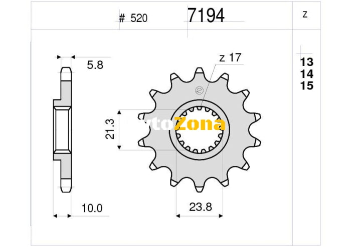 Предно зъбчато колело (пиньон) TROFEO 367194Z13 - Avtozona